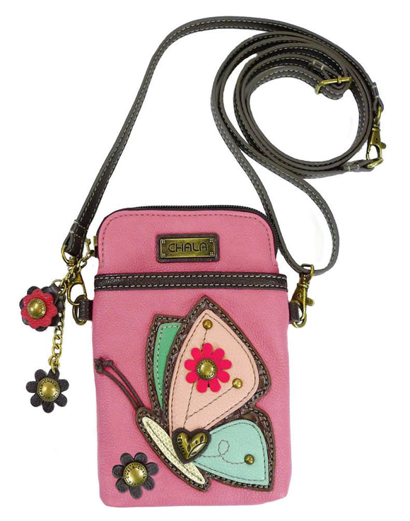 Chala Butterfly Cellphone Crossbody Purse Adjustable Strap Handbag Guava