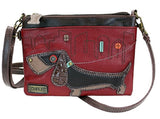 Chala Weiner Dog Mom Mini Crossbody Purse Cute Burgundy Handbag