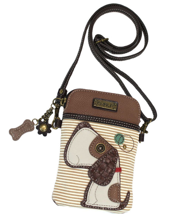 Chala Toffy Dog Brown Stripe Cellphone Crossbody Purse Handbag