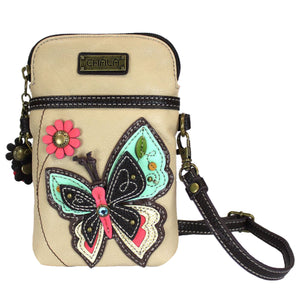 Chala Butterfly Ivory Cellphone Crossbody Purse Adjustable Strap