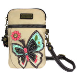 Chala Butterfly Ivory Cellphone Crossbody Purse Adjustable Strap