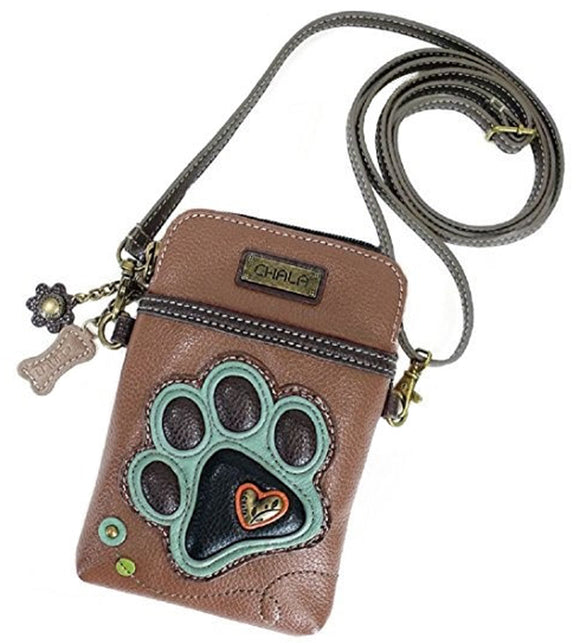 Chala Paw Print Teal Paw Cellphone Crossbody Purse Dog Mom Paw Prints