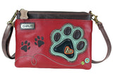 Chala Paw Print Dog Mom Mini Crossbody Purse Cute Teal & Burgundy Handbag