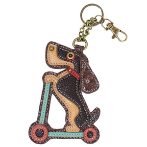Chala Weiner Dog on Scooter Key Fob