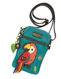 Chala Red Parrot Cellphone Crossbody Purse Handbag