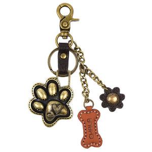 Chala Charming Keychain Paw Print Purse Charm, Key Chain, Bag Charm, Key Fob Dog Mom