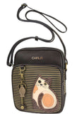 Chala Cat Olive Stripe Organizer Crossbody Cat Collectors Handbag