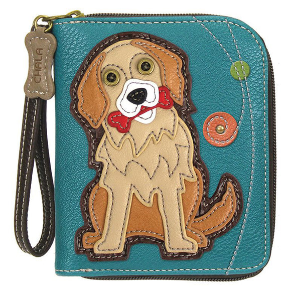 Chala Golden Retreiver Zip Around Wallet