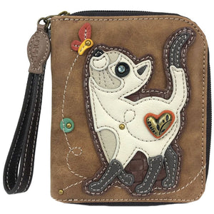 Chala Slim Cat Lovers Zip Around Wallet