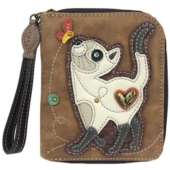 Chala Slim Cat Lovers Zip Around Wallet