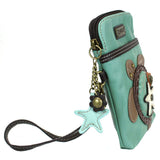 Chala Sea Turtle Teal Cellphone Crossbody Purse Handbag