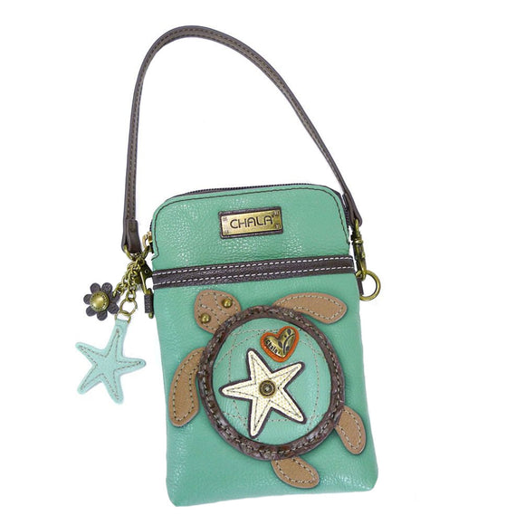 Chala Sea Turtle Teal Cellphone Crossbody Purse Handbag