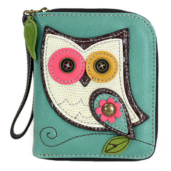 Chala Owl Teal Zip Around Wallet Hoo Hoo Owl Cute Wallet