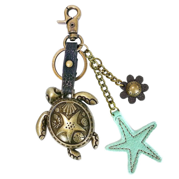 Chala Charming Keychain Sea Turtle - Starfish Purse Charm, Key Chain, Bag Charm, Key Fob