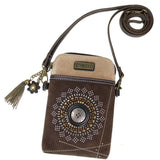 Chala Bohemian Dark Brown Cellphone Crossbody Adjustable Strap Purse