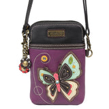 Chala Butterfly Purple Cellphone Crossbody Purse Butterfly Lovers Adjustable Strap