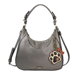 Chala Sweet Hobo Tote Handbag Purse Paw Print Ivory Pewter
