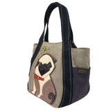 Chala Pug Carryall Zip Tote Pug Dog Purse Handbag