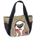 Chala Pug Carryall Zip Tote Pug Dog Purse Handbag