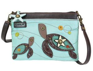 Chala Sea Turtles Collectors Mini Crossbody Purse Cute Light Blue with Adjustable Straps