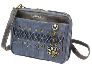 Chala Origami Crossbody Paw Print Blue