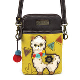 Chala Llama Mustard Cellphone Crossbody Purse Llama Lovers Handbag