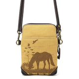 Chala Safari Cellphone Crossbody Horse Brown Purse Handbag