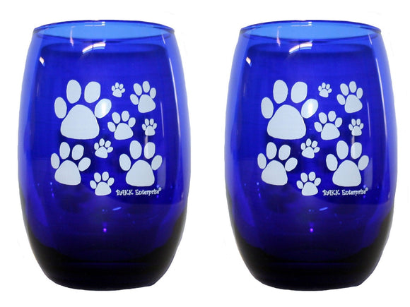 Paw Print Stemless Wine Glasses-Set of 2 Dog Mom Dog Lovers