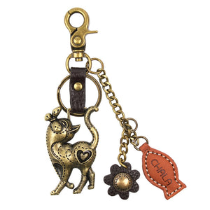 Chala Charming Keychain Slim Cat Purse Charm, Key Chain, Bag Charm, Key Fob Cat Mom
