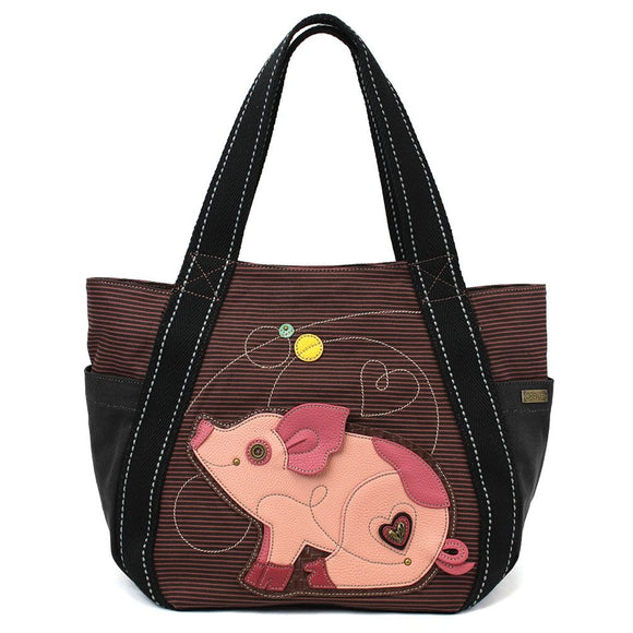 Chala Pig Carryall Zip Tote Pig Lovers Handbag Purse