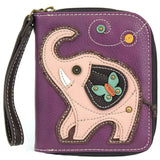 Chala Elephant Zip Around Wallet