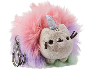 GUND Pusheen Rainbow Unicorn Cat Plush Pom Deluxe Keychain, Multicolor, 4"