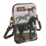 Chala Safari Cellphone Crossbody Horse Gray Purse Handbag