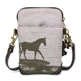 Chala Safari Cellphone Crossbody Horse Gray Purse Handbag