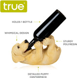 True Lab Playful Pup Bottle Holder for Tabletop and Countertop, Animal Wine Rack, Set of 1, Yellow