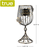 True Wine Glass Cork Holder, Decorative Wine Cork Storage and Decor, Set of 1, Rustic Bronze Finish