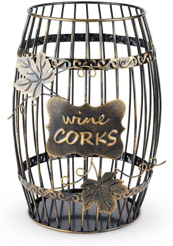 True Display Wine Kitchen, Barrel Cage Holder Collector Decorative Vino Cork Storage Box Container Gift, Set of 1, Brown