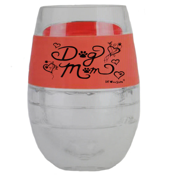 Dog Mom Cooling Cup Single Double Wall Insulated Freezable Drink Chilling Tumbler with Freezing Gel, Glasses for Red and White Wine or Any Beverage, 8.5 oz