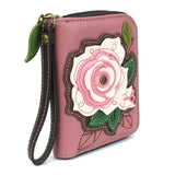 Chala Pink Rose Zip Around Wallet