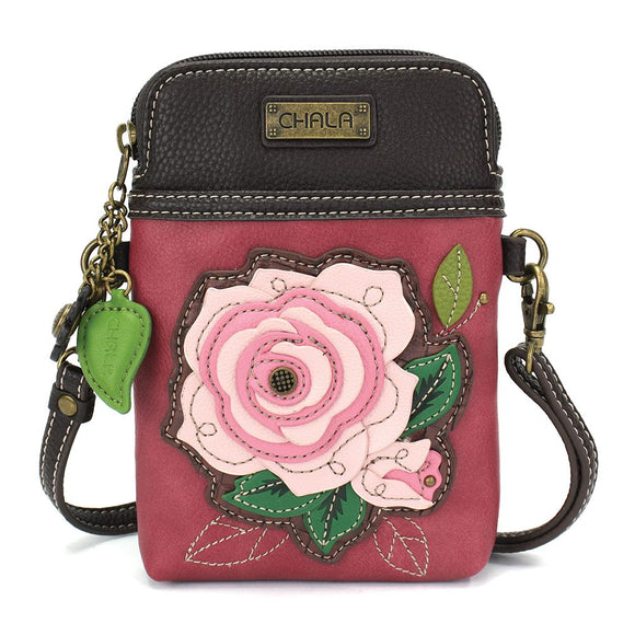 Chala Pink Rose Cellphone Crossbody Purse Handbag