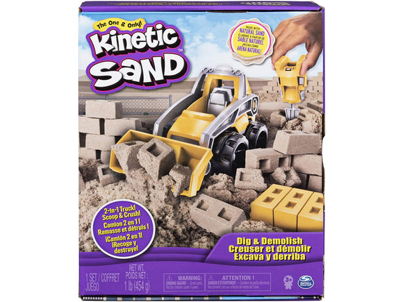 Kinetic Sand, Dig & Demolish Truck Playset with 1Lb for kids fun