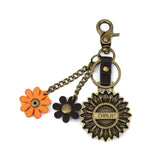 Chala Charming Keychain Sunflower Bronze Purse Charm, Key Chain, Bag Charm, Key Fob