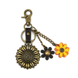 Chala Charming Keychain Sunflower Bronze Purse Charm, Key Chain, Bag Charm, Key Fob