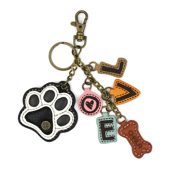 Chala Charming Charms Keychain PAW+LOVE Purse Charm, Key Chain, Bag Charm, Key Fob Dog Mom, Dog Dad