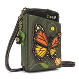 CHALA Wallet Crossbody Purse Handbag Monarch Butterfly - Olive
