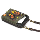 CHALA Wallet Crossbody Purse Handbag Monarch Butterfly - Olive