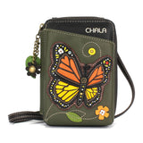 CHALA Wallet Crossbody Purse Handbag Monarch Butterfly - Olive